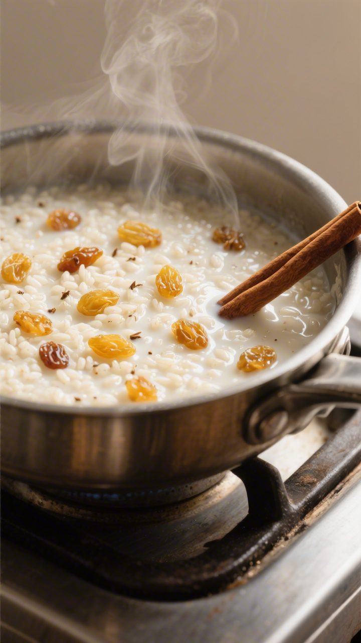 Cooking process, close-up: A heavy-bottomed saucepan on the stovetop at a gentle simmer, showing thi