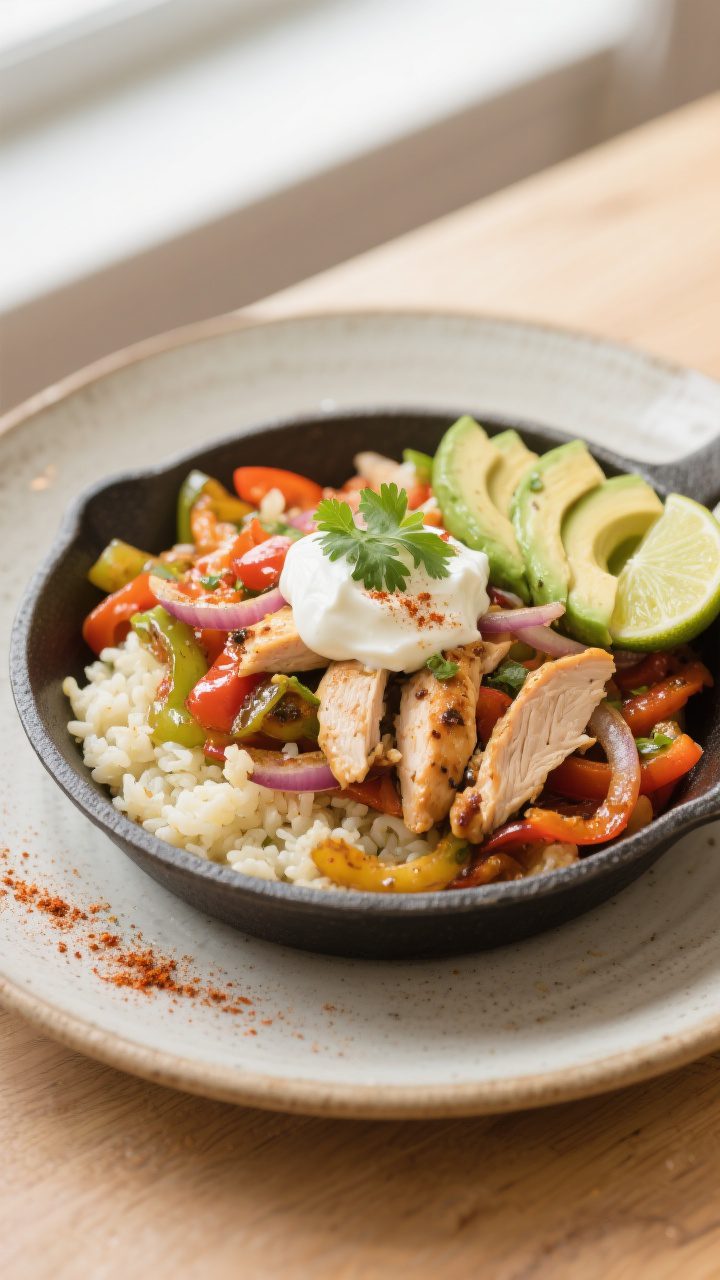 Final plated dish, restaurant-quality presentation: Beautifully plated Low-Carb Chicken Fajita Skill