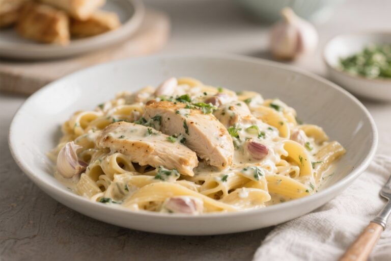 Creamy Garlic Chicken Pasta (30-Minute Dinner) – Fast, Comforting, and Delicious