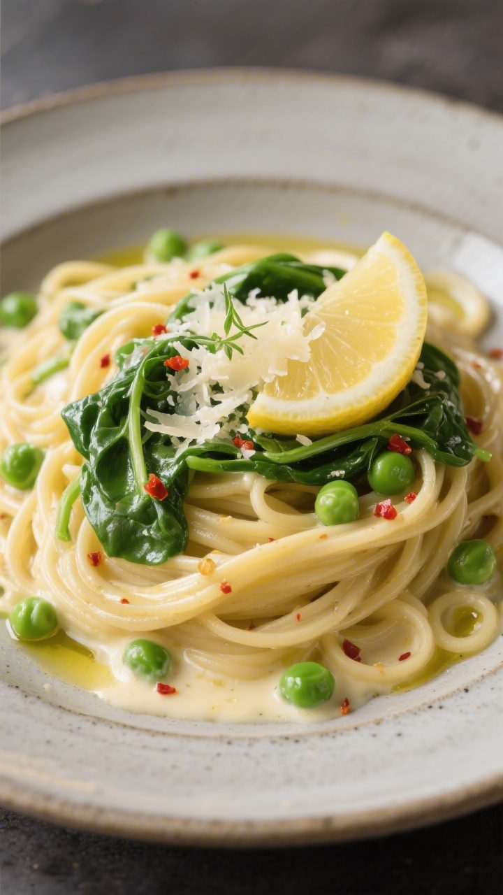 Final dish variation: Restaurant-quality plate of linguine in creamy garlic-butter sauce with add-in