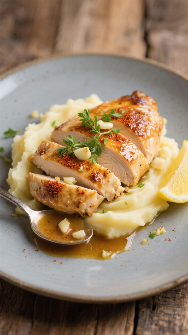 Final plated dish: Restaurant-quality presentation of sliced, perfectly cooked chicken breast glazed