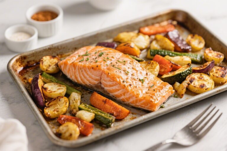 Sheet Pan Salmon with Roasted Veggies – A Simple, Flavorful Weeknight Dinner