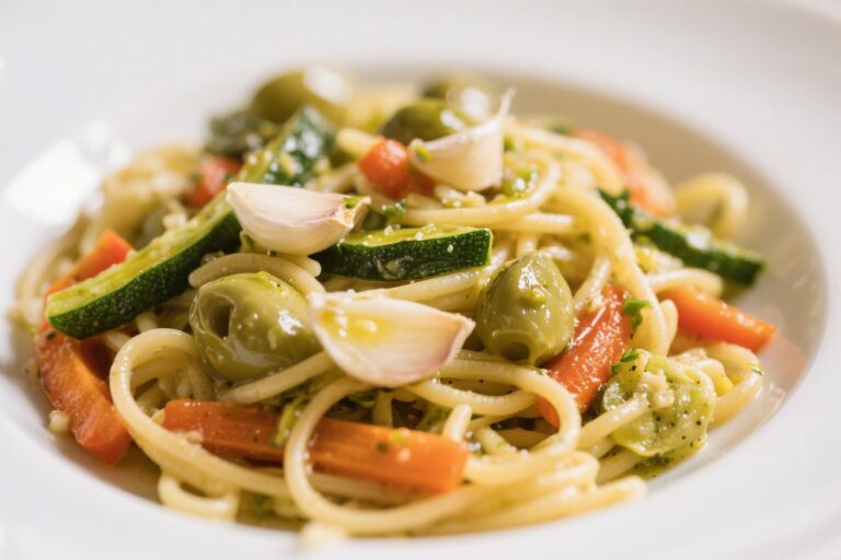 Budget Veggie Pasta With Olive Oil & Garlic – Simple, Affordable, and Satisfying